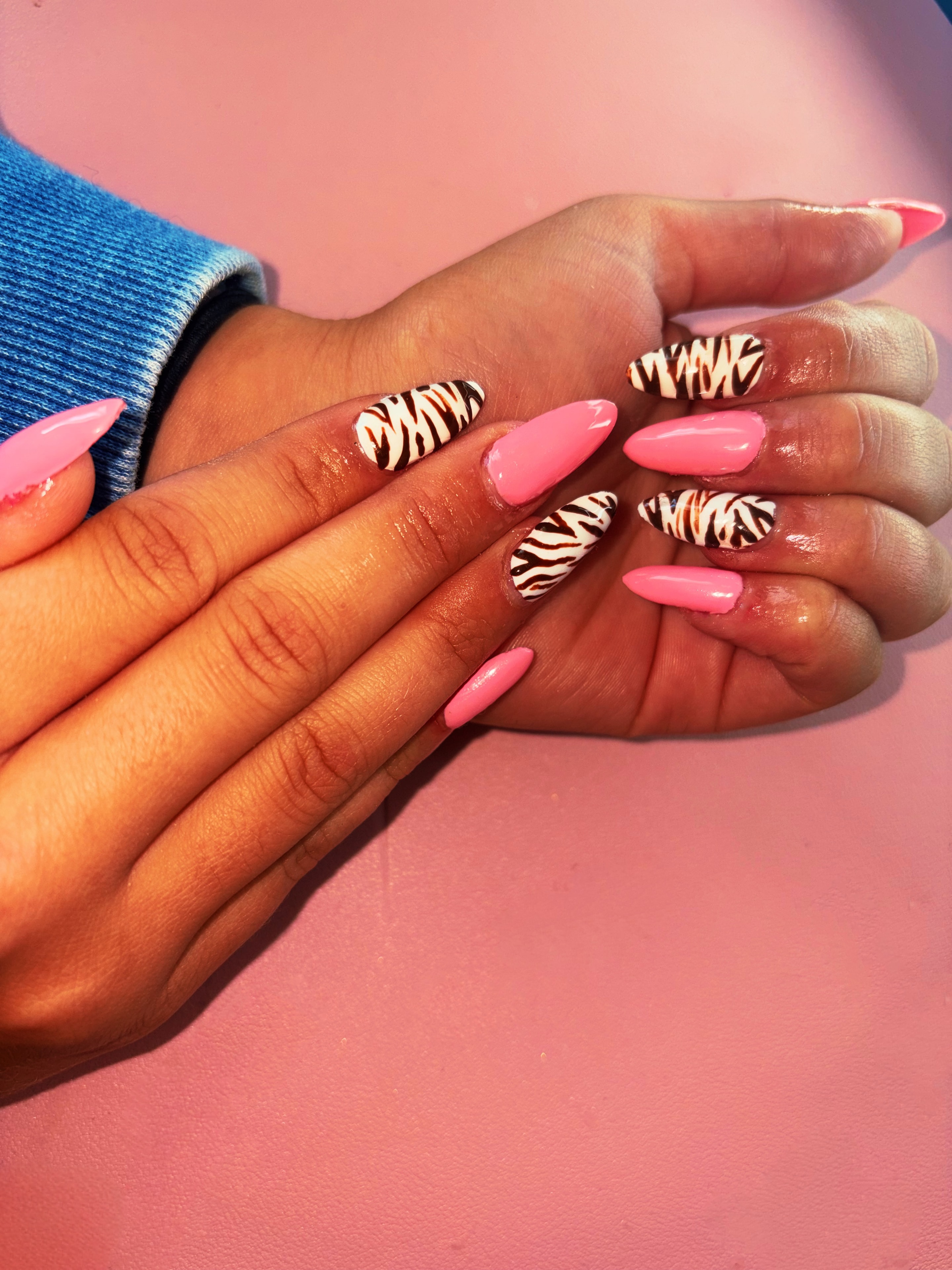Pink glitter nail art